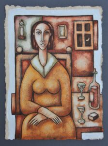 SZERELEMVARO V. 44X34 cm Olaj Kezmuvespapir 2025.